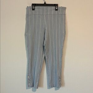 Attyre Light Blue Striped Pull On Petite Ankle Pants